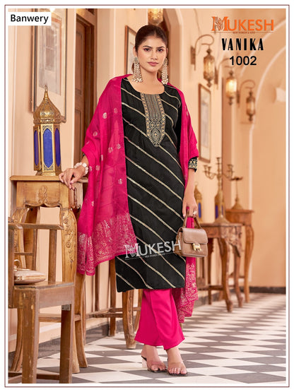 Vanika Mukesh Banwery Roman Silk Readymade Pant Style Suits Wholesale Price