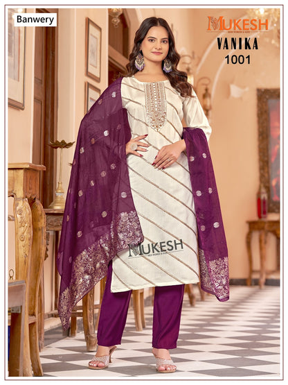 Vanika Mukesh Banwery Roman Silk Readymade Pant Style Suits Wholesale Price