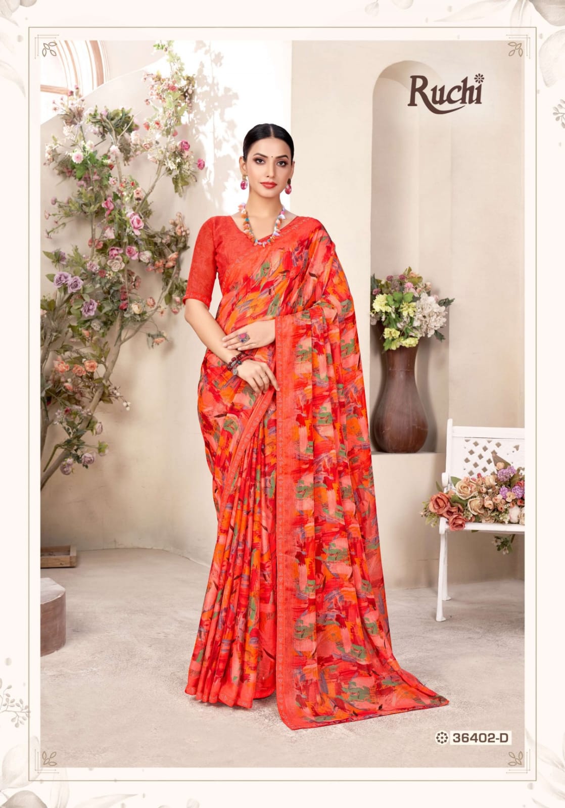 Vanilla 11 Ruchi Chiffon Sarees Exporter