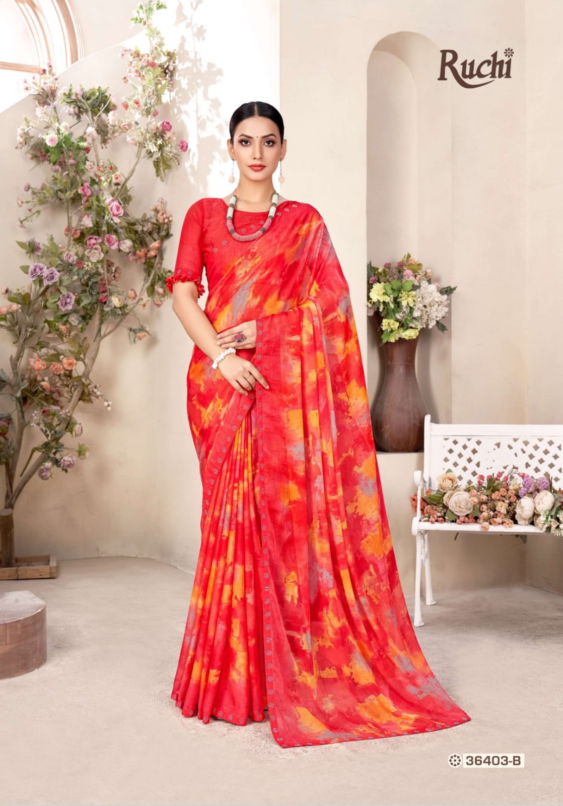 Vanilla 11 Ruchi Chiffon Sarees Exporter