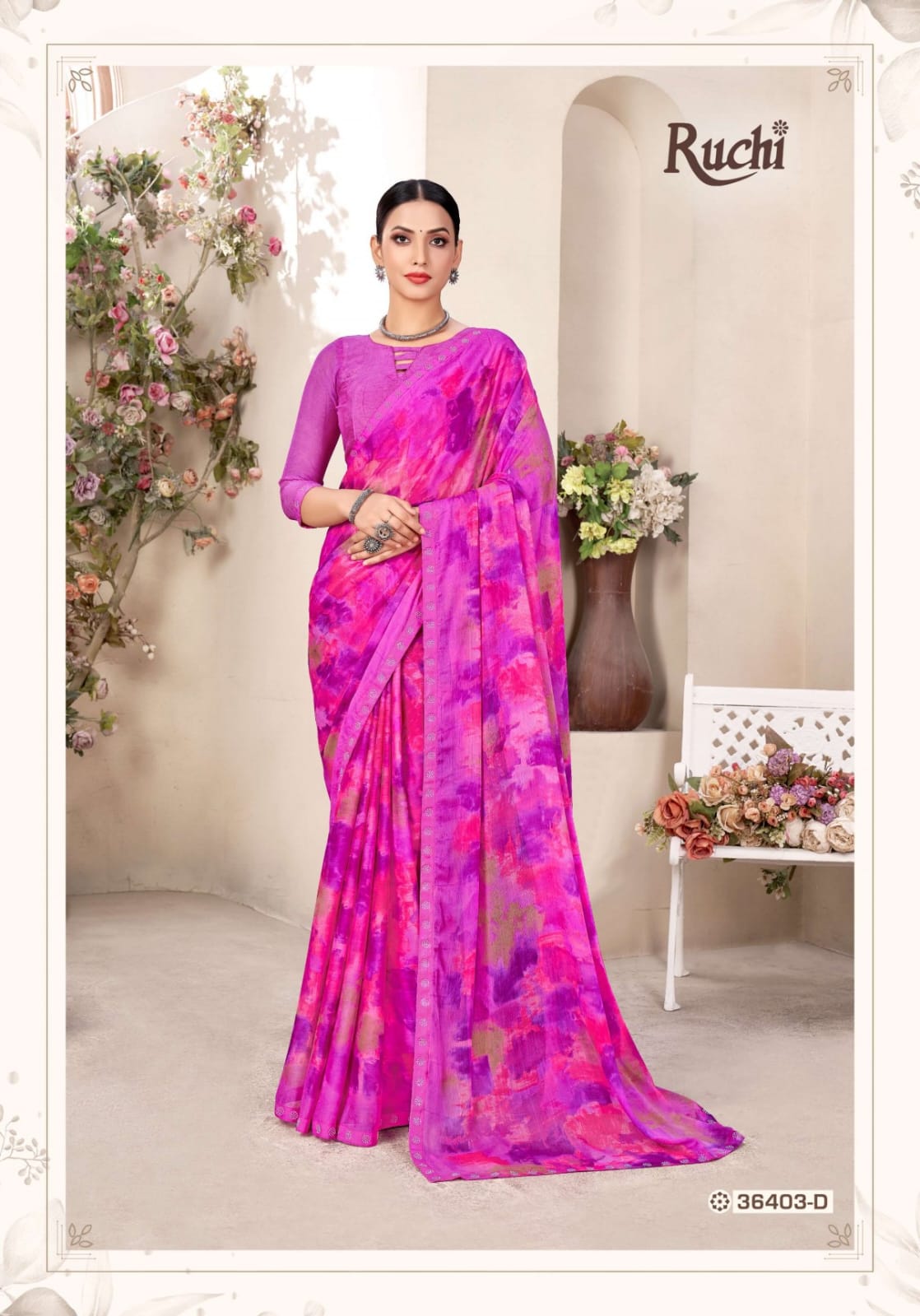 Vanilla 11 Ruchi Chiffon Sarees Exporter