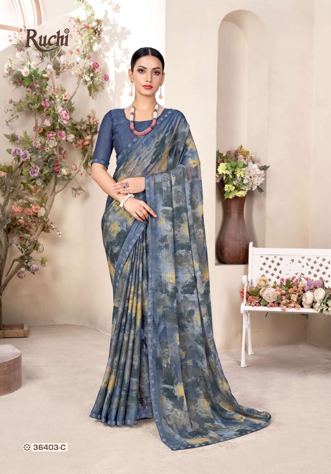 Vanilla 11 Ruchi Chiffon Sarees Exporter