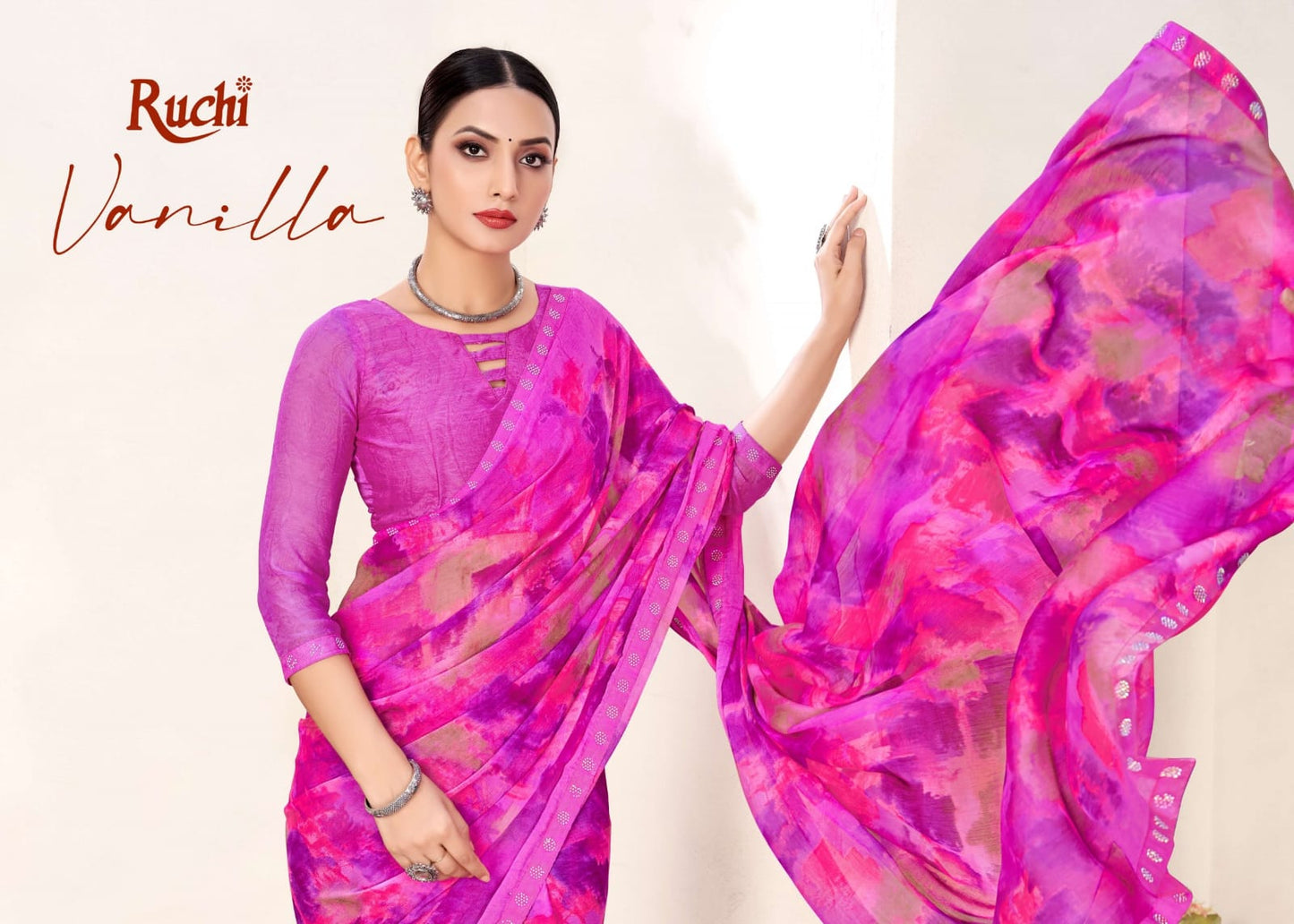 Vanilla 11 Ruchi Chiffon Sarees Exporter