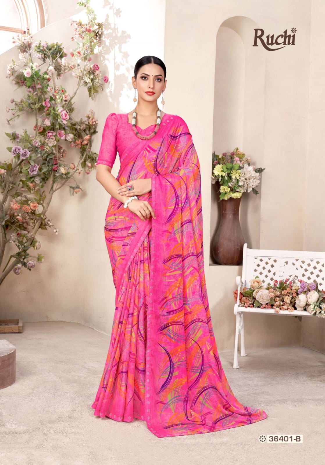 Vanilla 11 Ruchi Chiffon Sarees Exporter