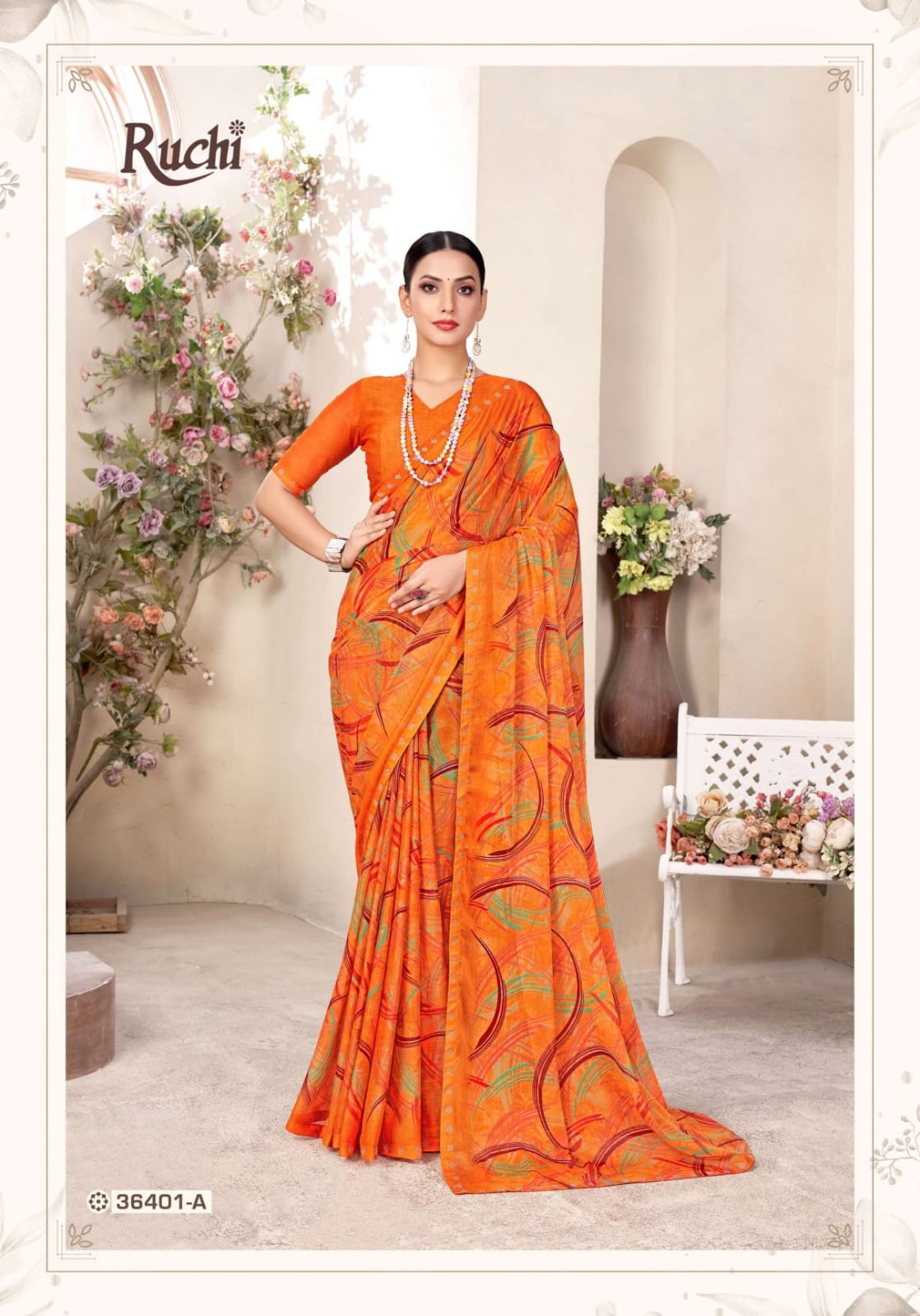 Vanilla 11 Ruchi Chiffon Sarees Exporter