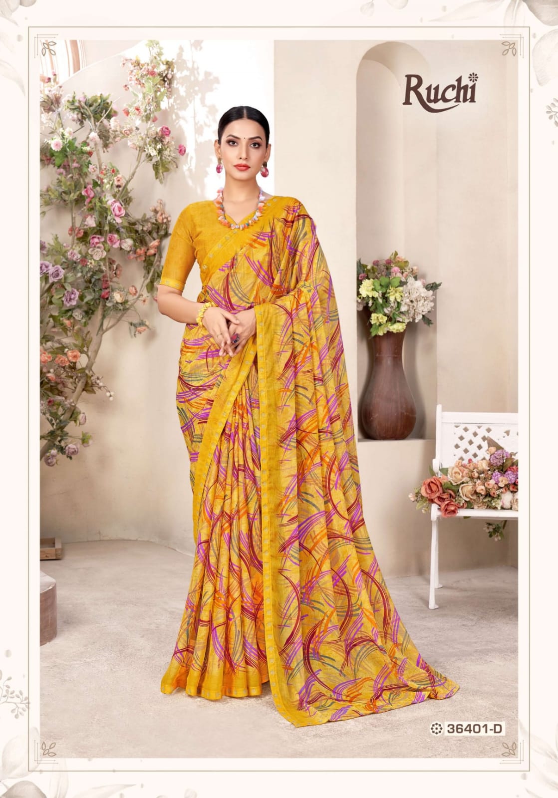 Vanilla 11 Ruchi Chiffon Sarees Exporter