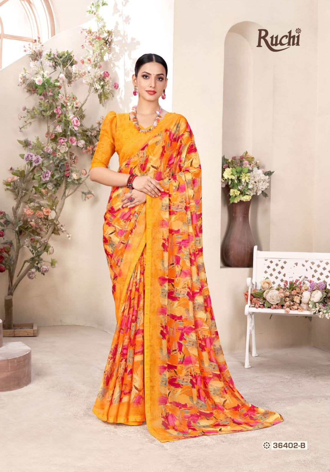 Vanilla 11 Ruchi Chiffon Sarees Exporter