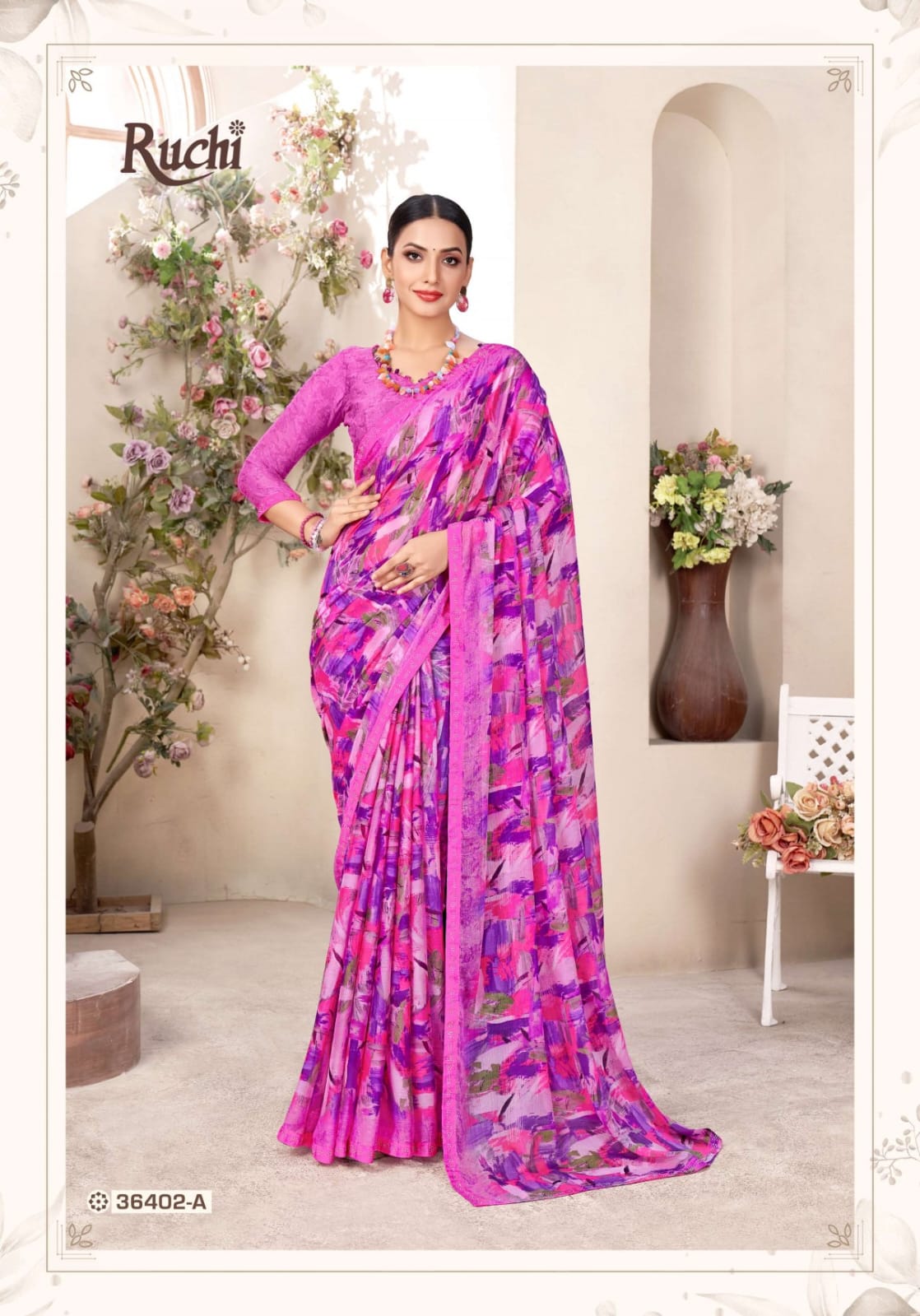 Vanilla 11 Ruchi Chiffon Sarees Exporter