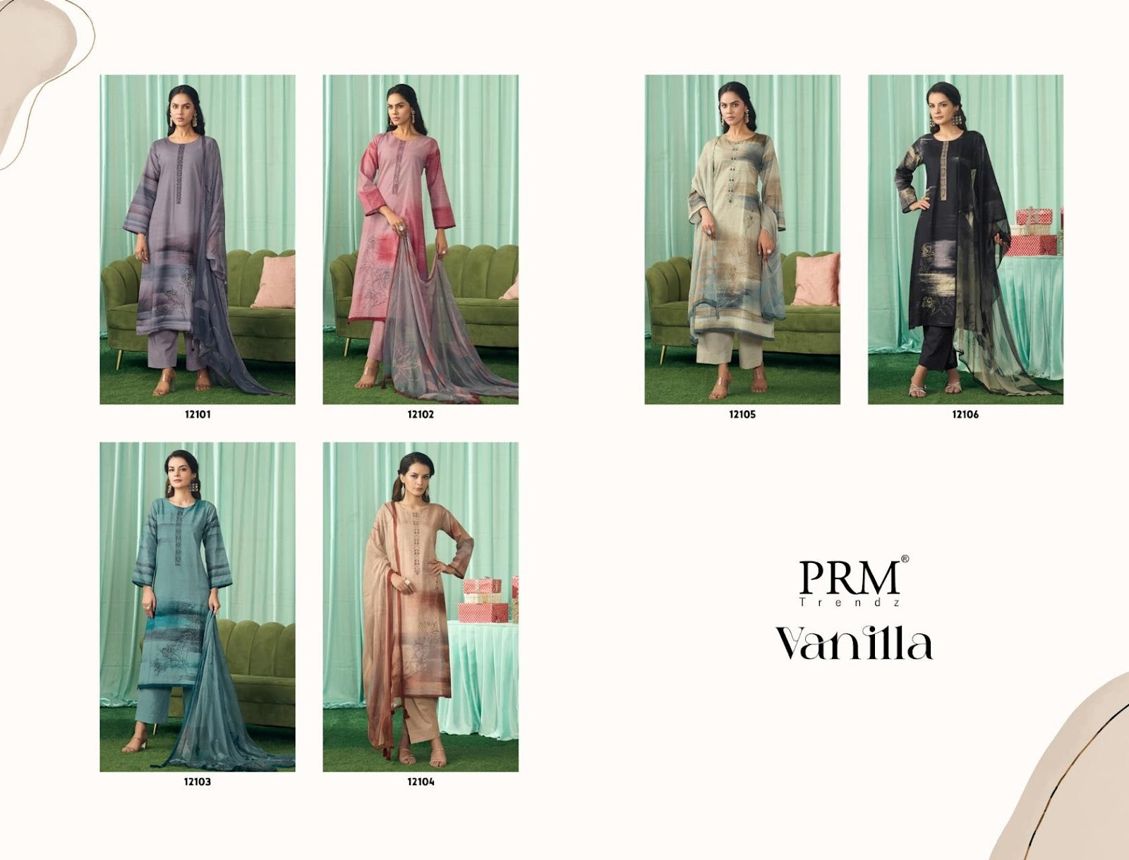 Vanilla Prm Trendz Pure Cotton Pant Style Suits Exporter India