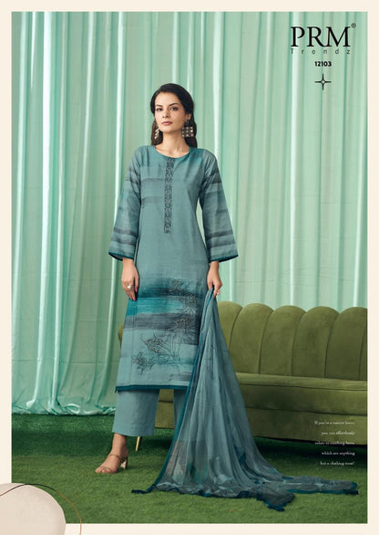 Vanilla Prm Trendz Pure Cotton Pant Style Suits Exporter India