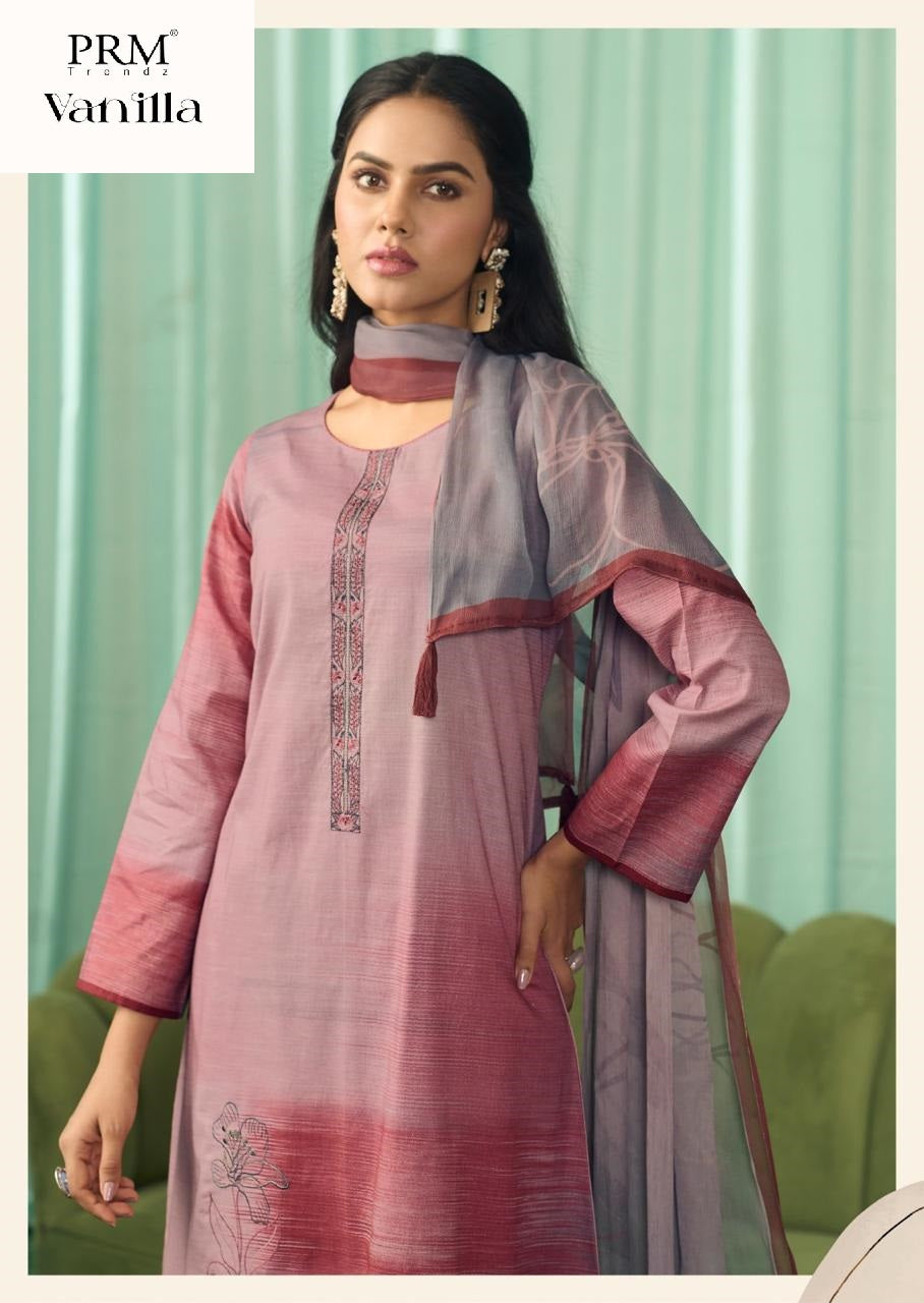 Vanilla Prm Trendz Pure Cotton Pant Style Suits Exporter India