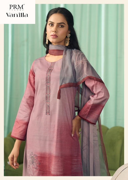 Vanilla Prm Trendz Pure Cotton Pant Style Suits Exporter India
