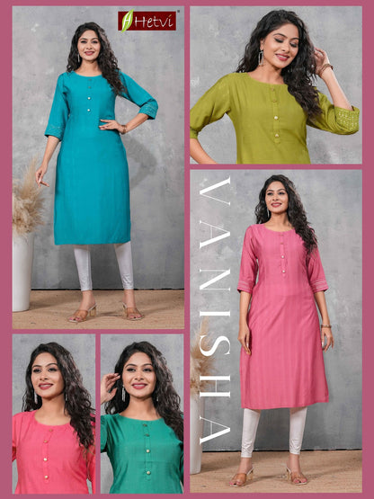Vanisha Hetvi Dobby Straight Cut Kurtis Supplier India