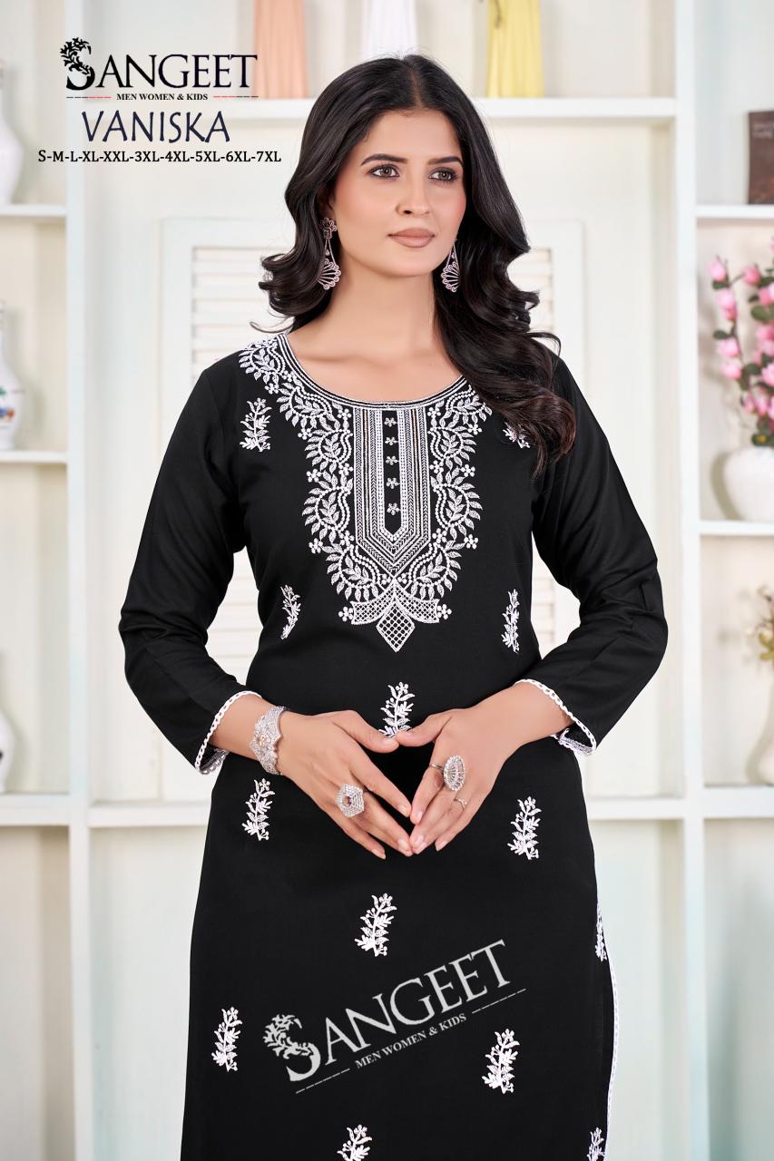 Vaniska Sangeet Heavy Rayon Knee Length Kurtis Wholesaler