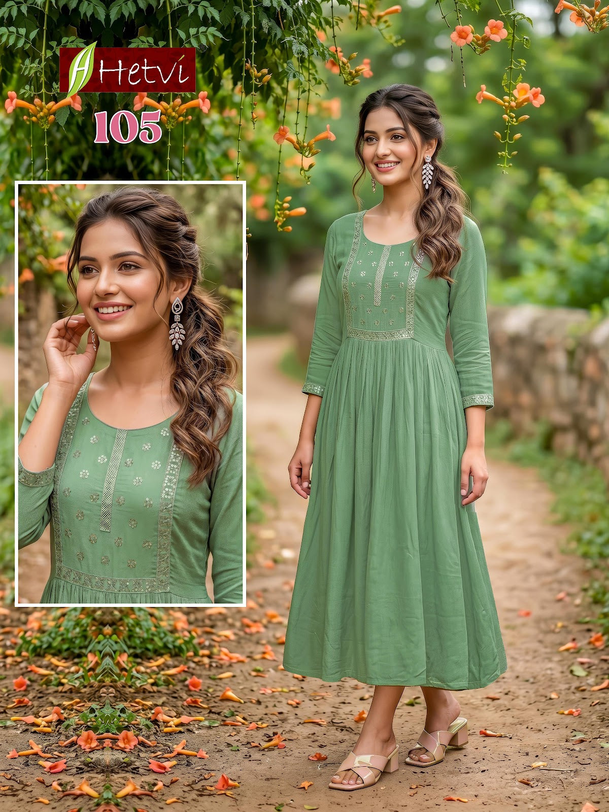 Vanita Hetvi Reyon Anarkali Kurtis Wholesale