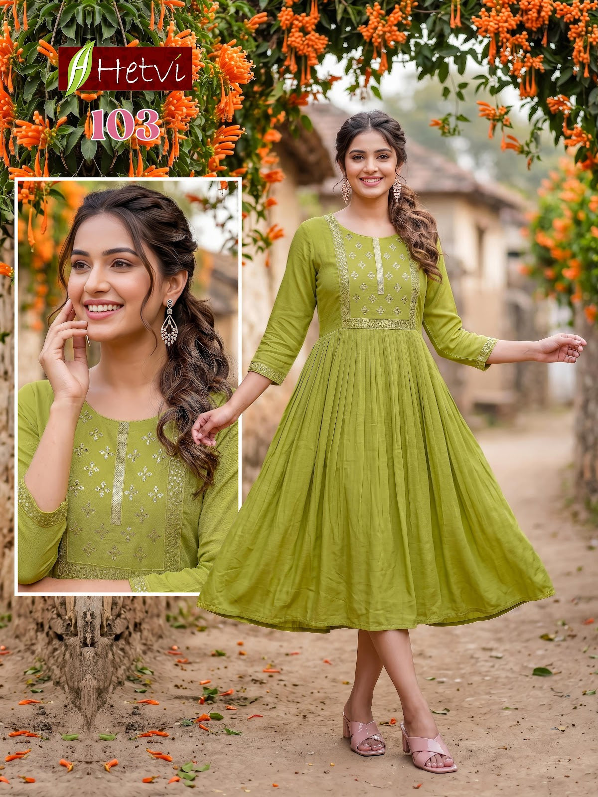 Vanita Hetvi Reyon Anarkali Kurtis Wholesale