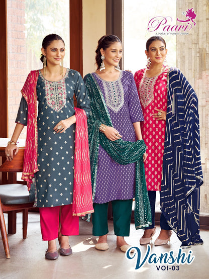 Vanshi Vol 3 Paavi Vertical Readymade Pant Style Suits Manufacturer India
