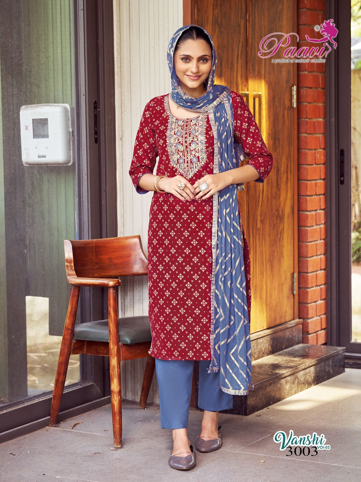 Vanshi Vol 3 Paavi Vertical Readymade Pant Style Suits Manufacturer India