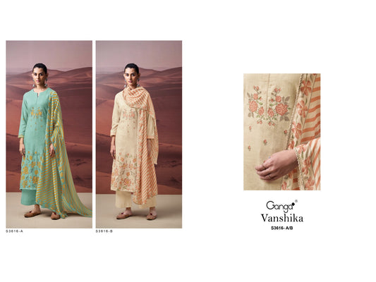 Vanshika 3616 Ganga Cotton Linen Pant Style Suits Exporter Gujarat