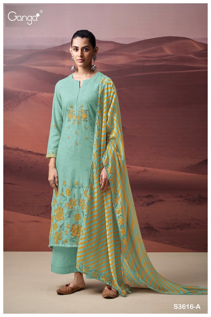 Vanshika 3616 Ganga Cotton Linen Pant Style Suits Exporter Gujarat