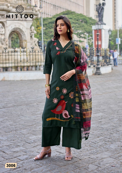 Vanshika Mittoo Roman Silk Readymade Plazzo Style Suits Exporter India