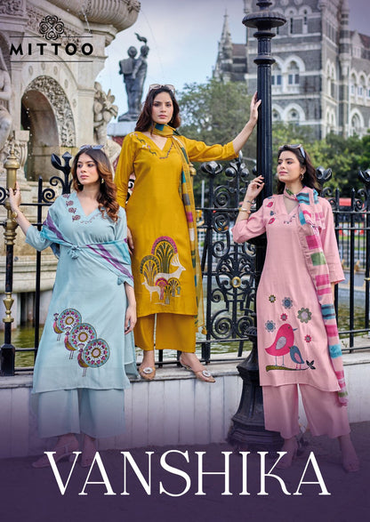 Vanshika Mittoo Roman Silk Readymade Plazzo Style Suits Exporter India