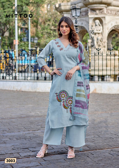 Vanshika Mittoo Roman Silk Readymade Plazzo Style Suits Exporter India