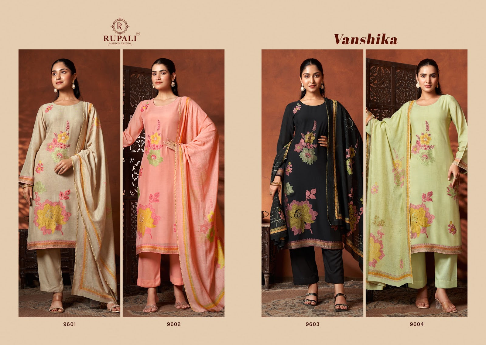 Vanshika Rupali Viscose Muslin Pant Style Suits Supplier Ahmedabad