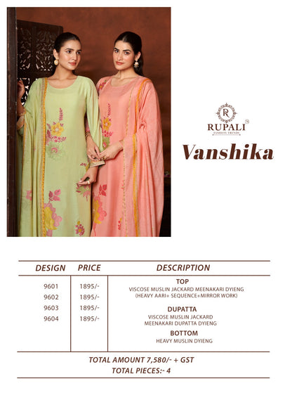 Vanshika Rupali Viscose Muslin Pant Style Suits Supplier Ahmedabad