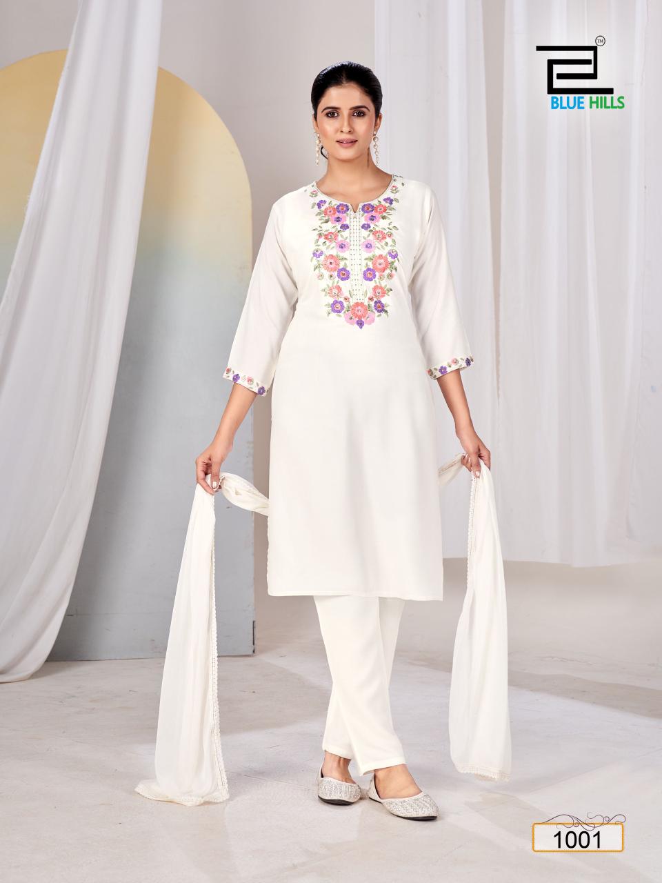 Vansika Blue Hills Rayon 14Kg Readymade Pant Style Suits Wholesale Price