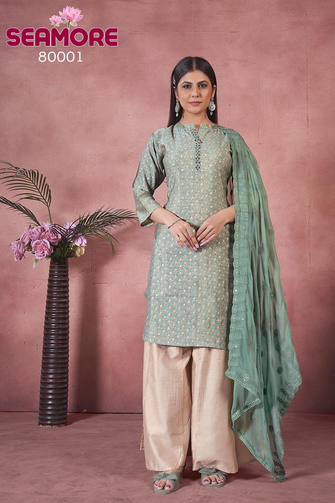 Vantara Vol 1 Seamore Art Silk Readymade Pant Style Suits Supplier