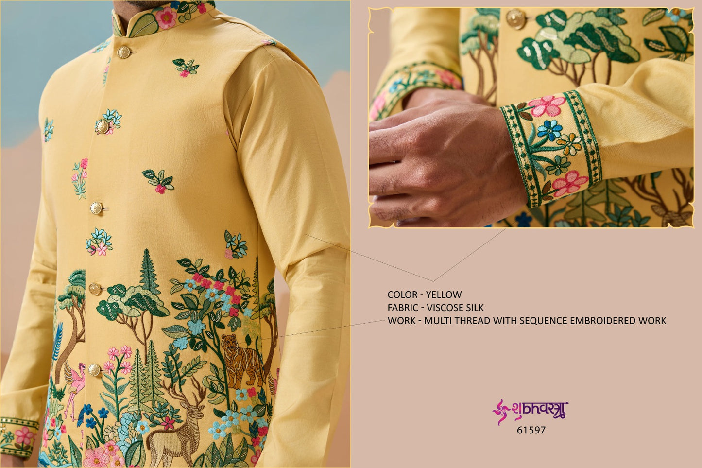 Vantara With Koti Shubhvastra Viscose Silk Mens Kurta Pajama Supplier Ahmedabad