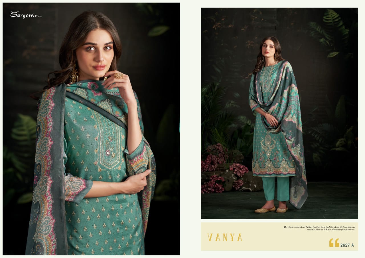 Vanya Sargam Prints Pure Bemberg Pant Style Suits Wholesaler India