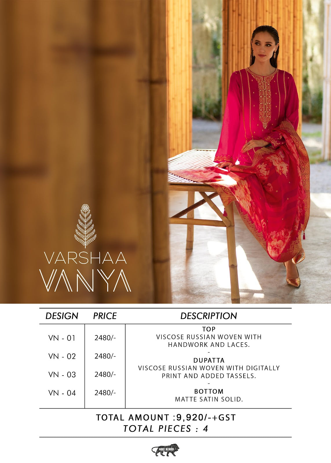 Vanya Varsha Fashions Viscose Pant Style Suits Wholesale Rate