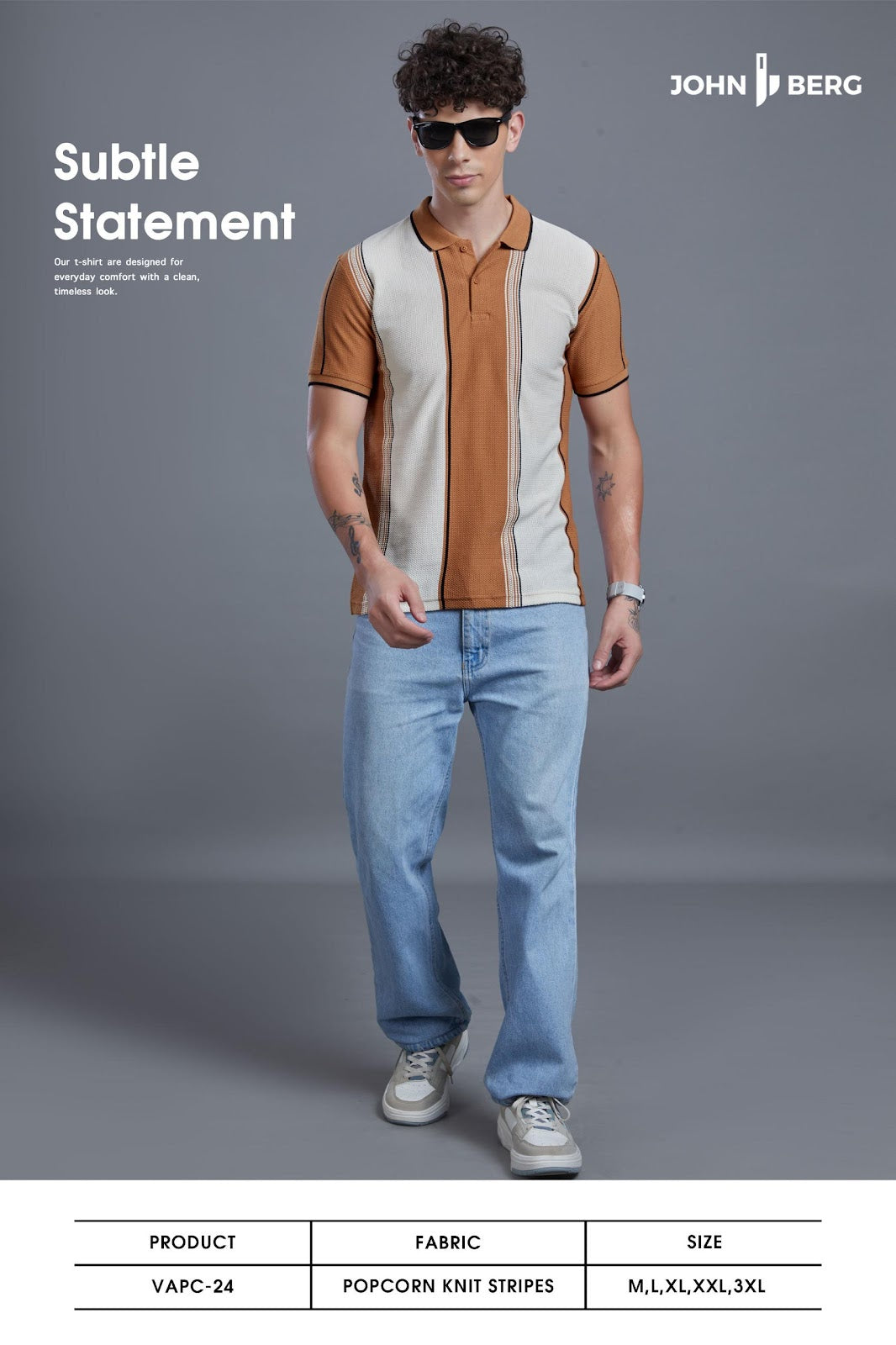 Vapc-24 John Berg Auto Stripes Mens Tshirts Supplier Gujarat