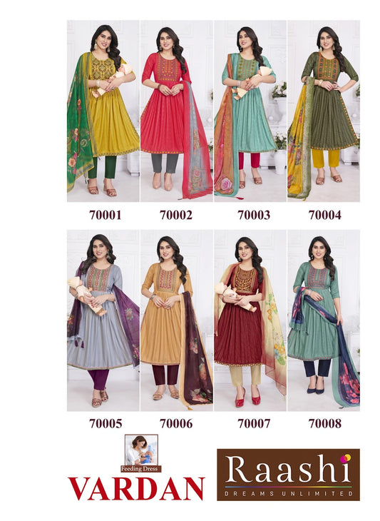 Vardan Feeding Raashi Rayon Dobby Readymade Pant Style Suits Wholesaler India