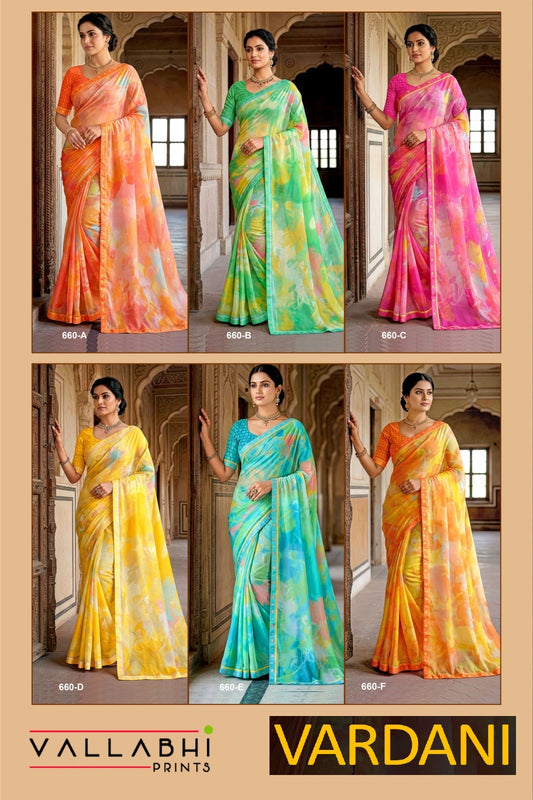 Vardani Vallabhi Prints Georgette Sarees Supplier Ahmedabad