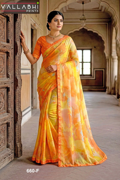 Vardani Vallabhi Prints Georgette Sarees Supplier Ahmedabad