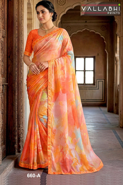 Vardani Vallabhi Prints Georgette Sarees Supplier Ahmedabad