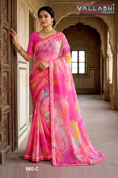 Vardani Vallabhi Prints Georgette Sarees Supplier Ahmedabad