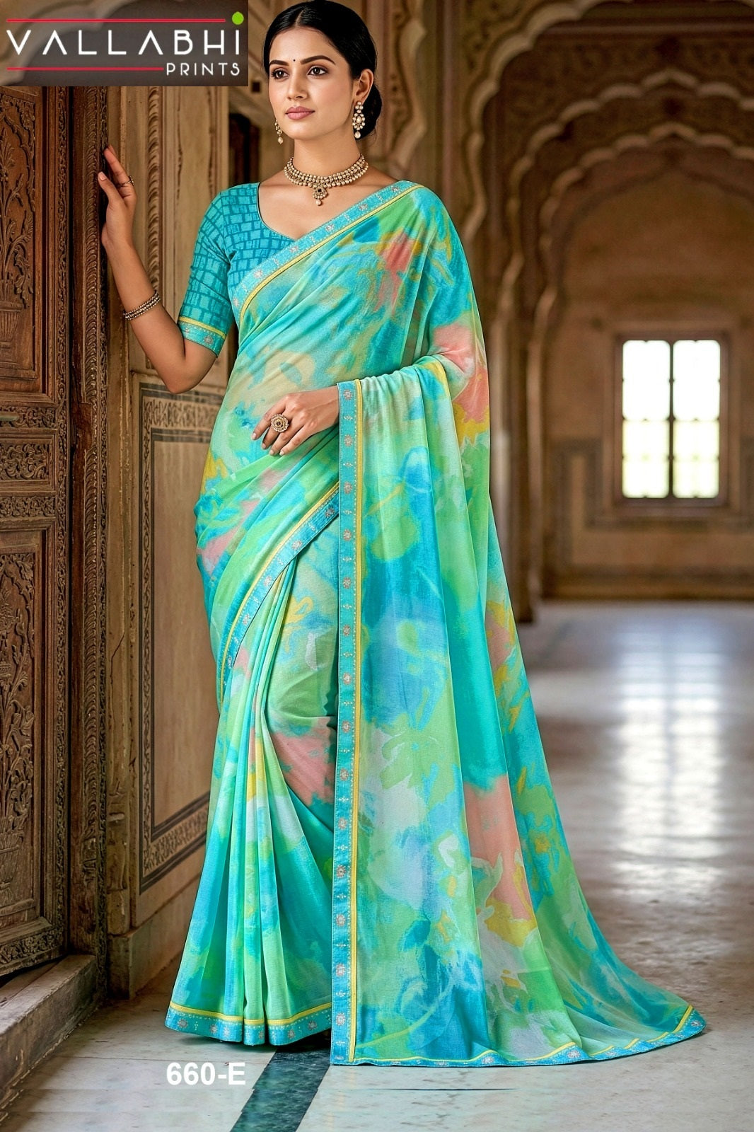 Vardani Vallabhi Prints Georgette Sarees Supplier Ahmedabad