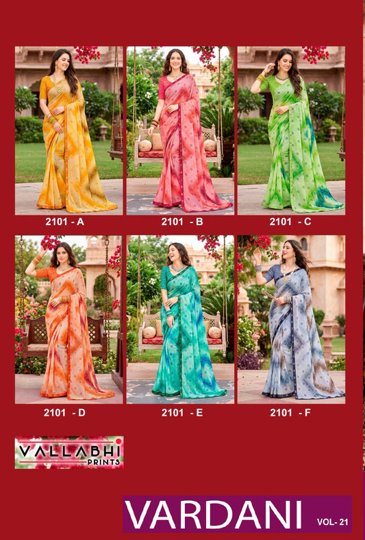 Vardani Vol 21 Vallabhi Prints Weightless Sarees Manufacturer India