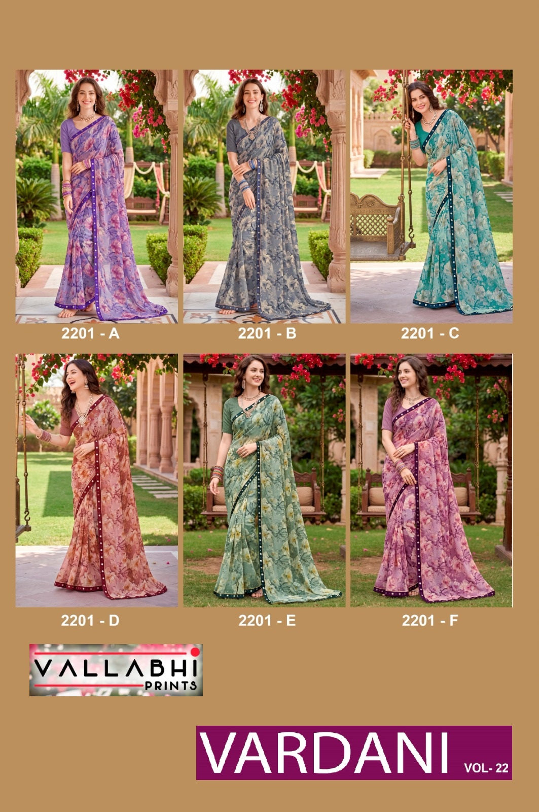 Vardani Vol 22 Vallabhi Prints Weightless Sarees Supplier India