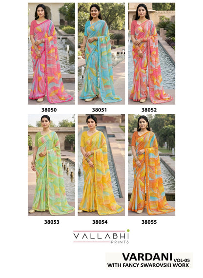 Vardani Vol 5 Vallabhi Prints Georgette Sarees Supplier Gujarat