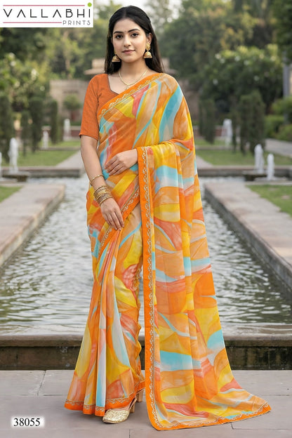 Vardani Vol 5 Vallabhi Prints Georgette Sarees Supplier Gujarat