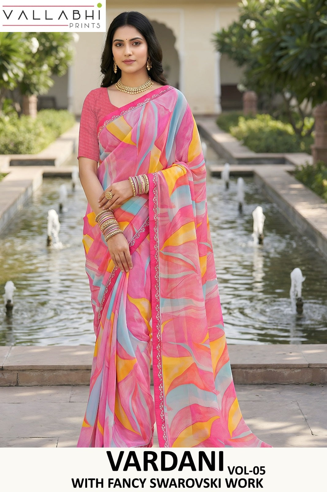 Vardani Vol 5 Vallabhi Prints Georgette Sarees Supplier Gujarat
