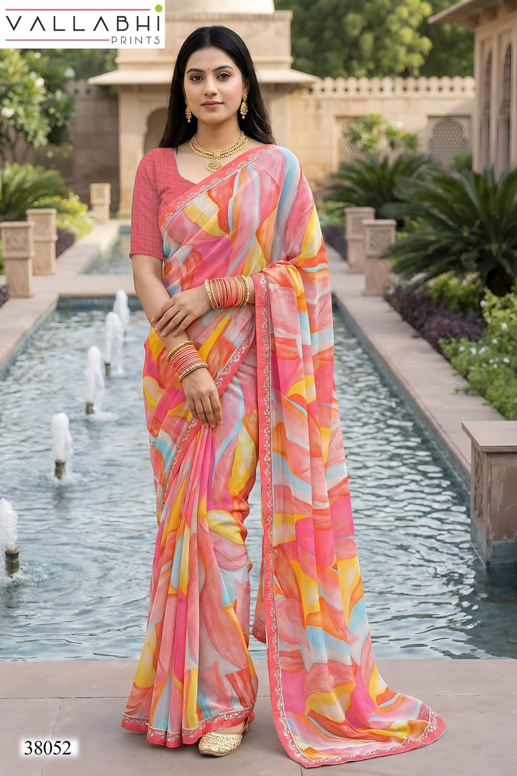 Vardani Vol 5 Vallabhi Prints Georgette Sarees Supplier Gujarat