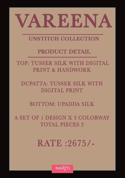 Vareena Naariti Tussar Silk Pant Style Suits Supplier Ahmedabad
