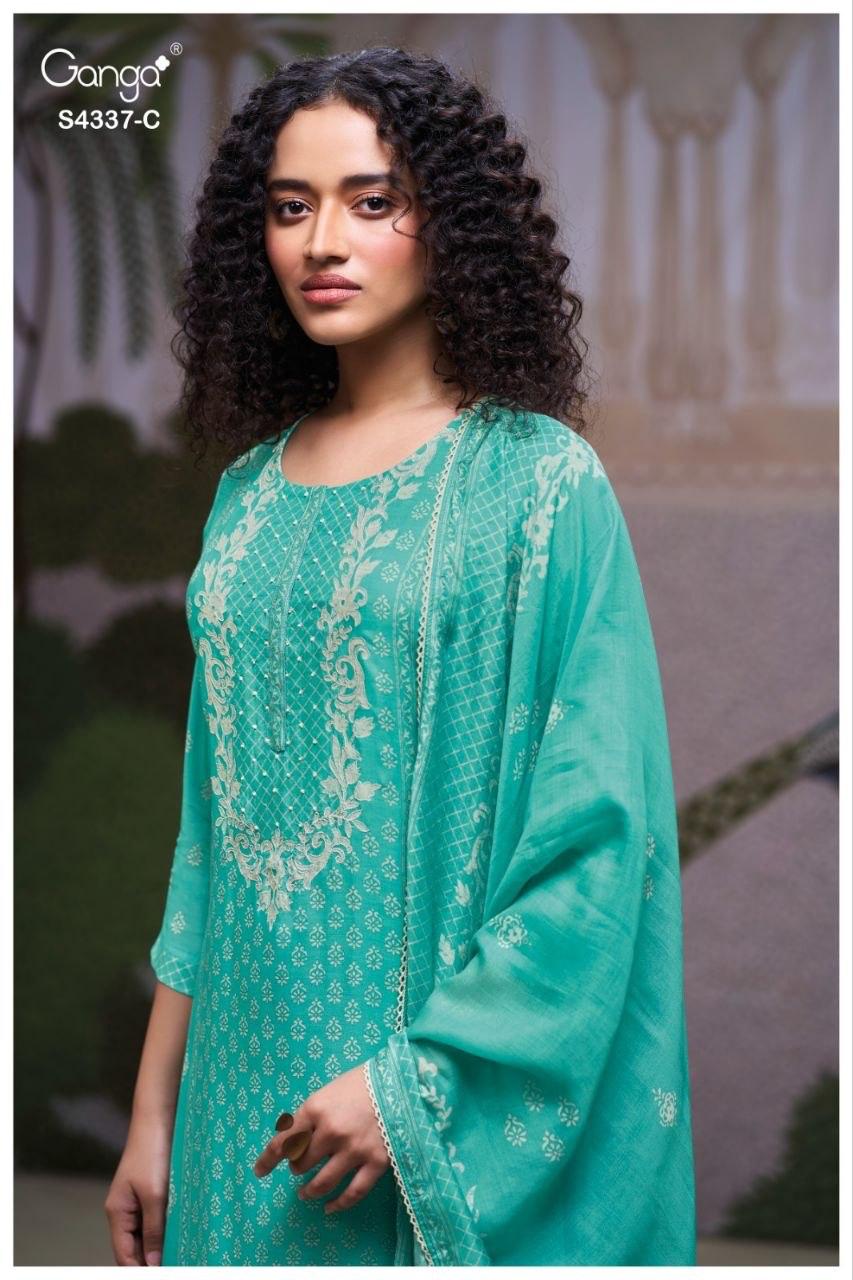 Varesha 4820-4337 Ganga Cotton Plazzo Style Suits Wholesaler Ahmedabad