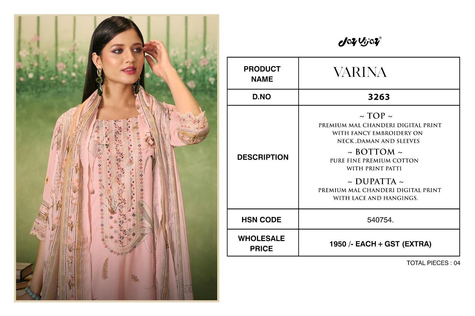Varina 3263 Jay Vijay Mal Chanderi Pant Style Suits Exporter Ahmedabad